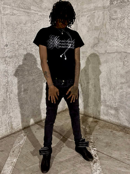 BLACK "MUSICHEALS" TEE