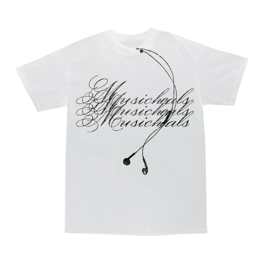 WHITE "MUSICHEALS" TEE